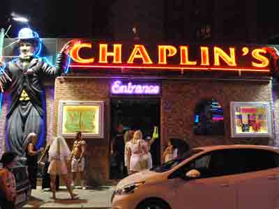 Front view of Chaplin's Nightclub Benidorm, Spain